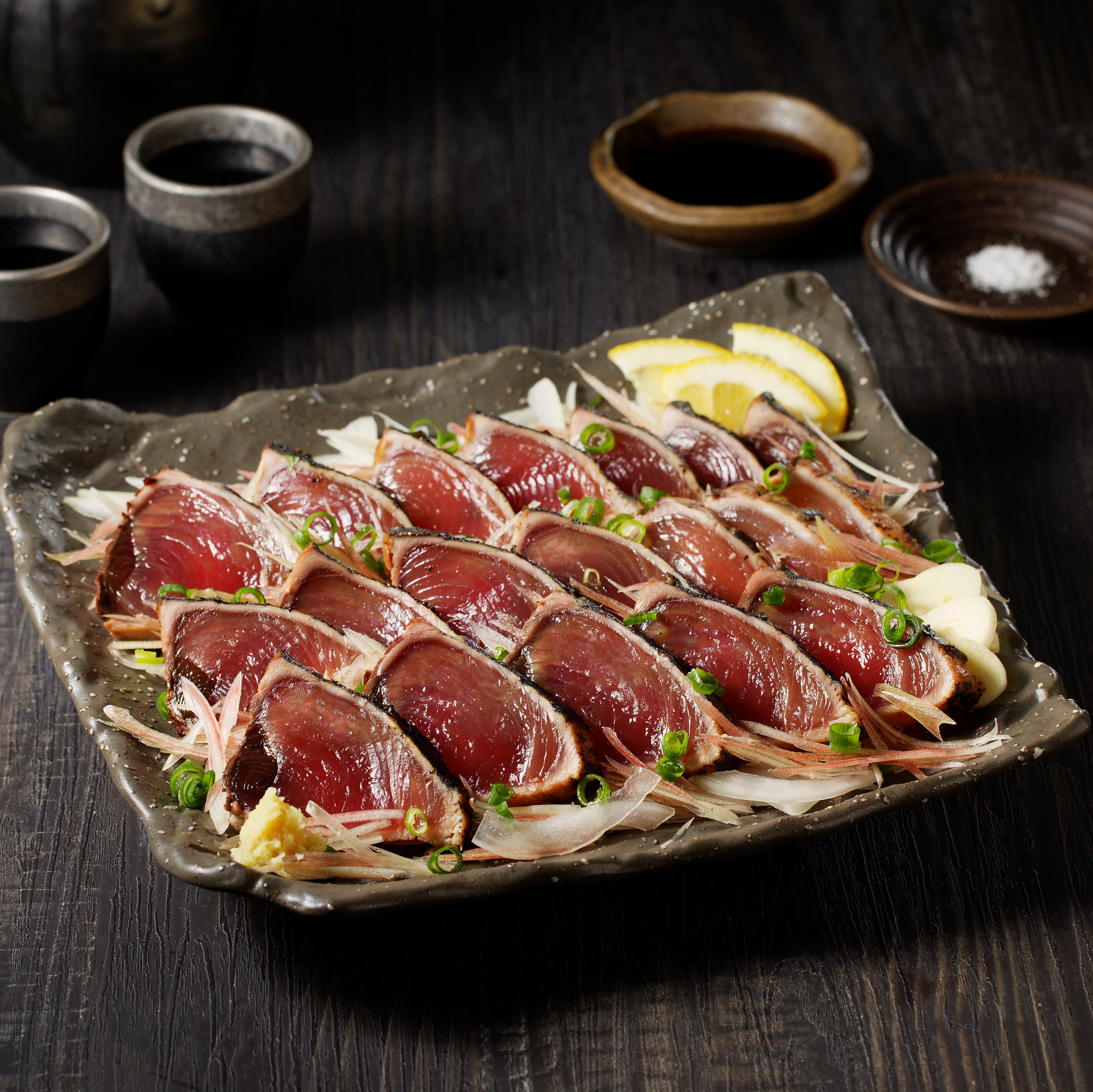 焼津式 かつおのたたき 鬼わら焼き 1.5kg以上(4~7本)ゆずぽん酢たれ付き